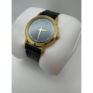 Vintage Seiko Quartz Watch – Gold-Tone Case, Minimalist Black Dial, 27mm